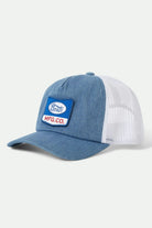 Unisex Phillips Netplus Trucker Hat in the color Denim/White - Front Product View
