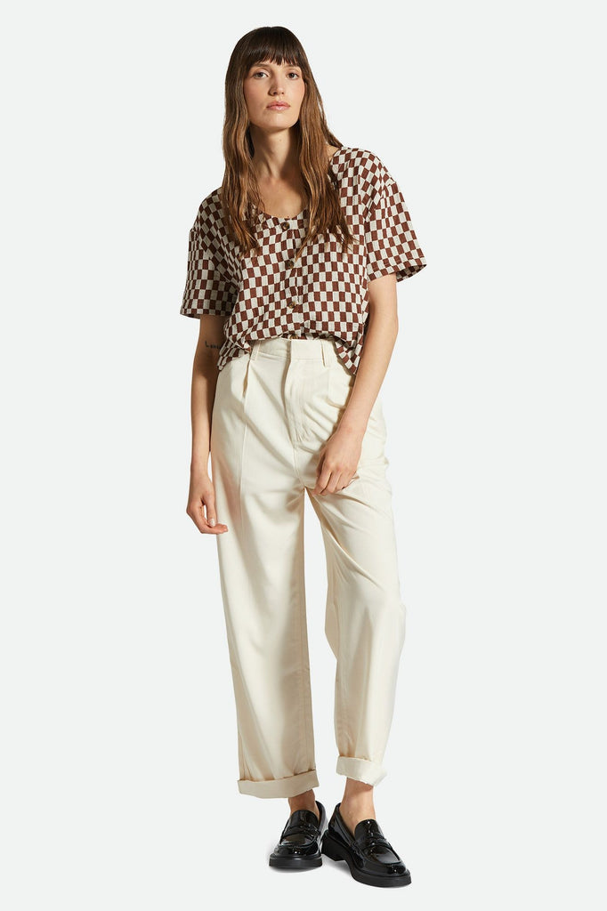 Women's Fit, Featured View | Mykonos Small Check S/S Woven - Sepia