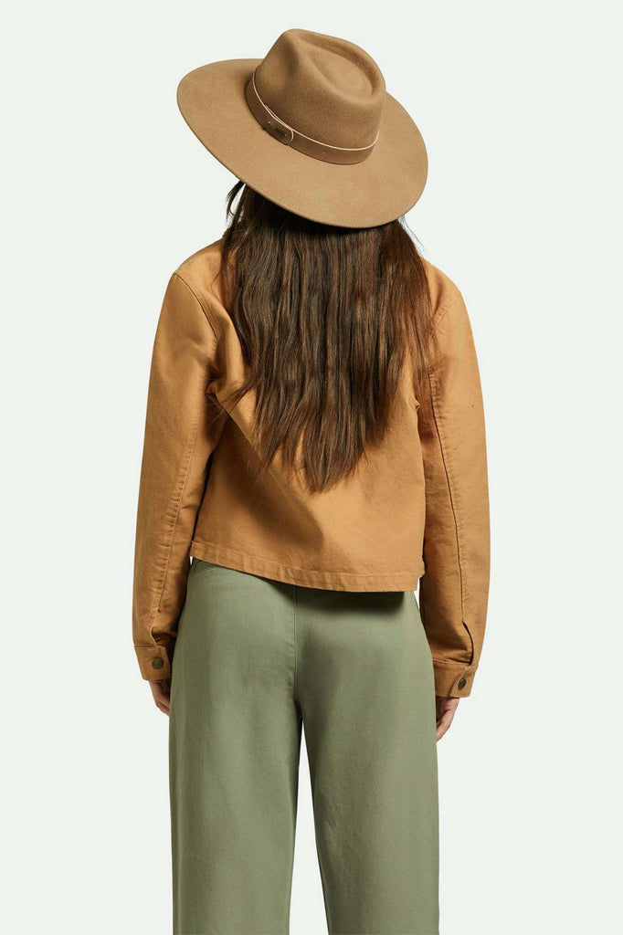 Women's Back Fit Image | Eleanor Felt Packable Hat - Macadamia