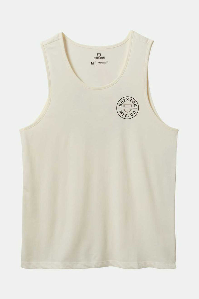 Brixton Men's Crest Tank Top - Off White/Black | Profile