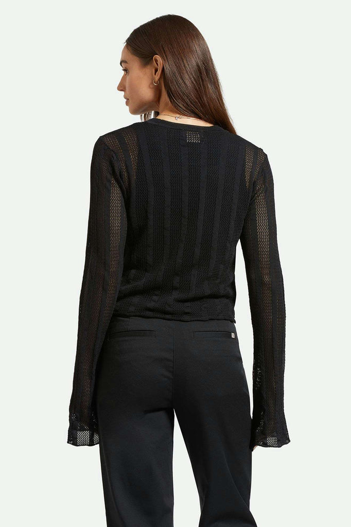 Back Fit Image | Sheer L/S Knit Top - Black