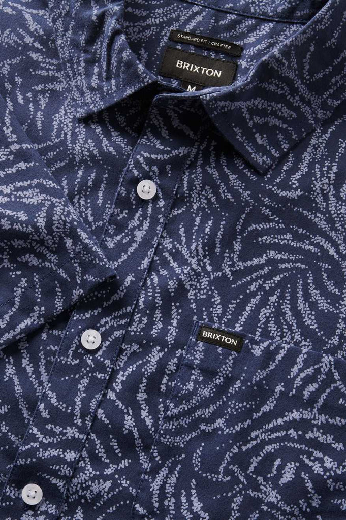 Brixton Men's Charter Print S/S Shirt - Washed Navy/Dusty Ripple | Extra Shot