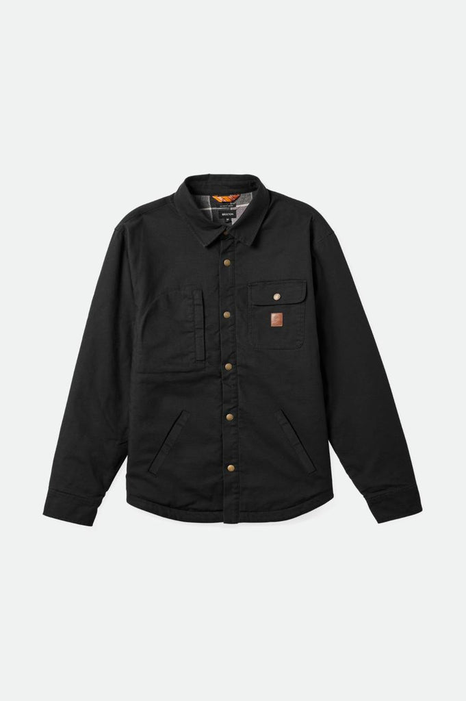Brixton Men's Builders Stretch Flannel Lined Jacket - Washed Black | Profile