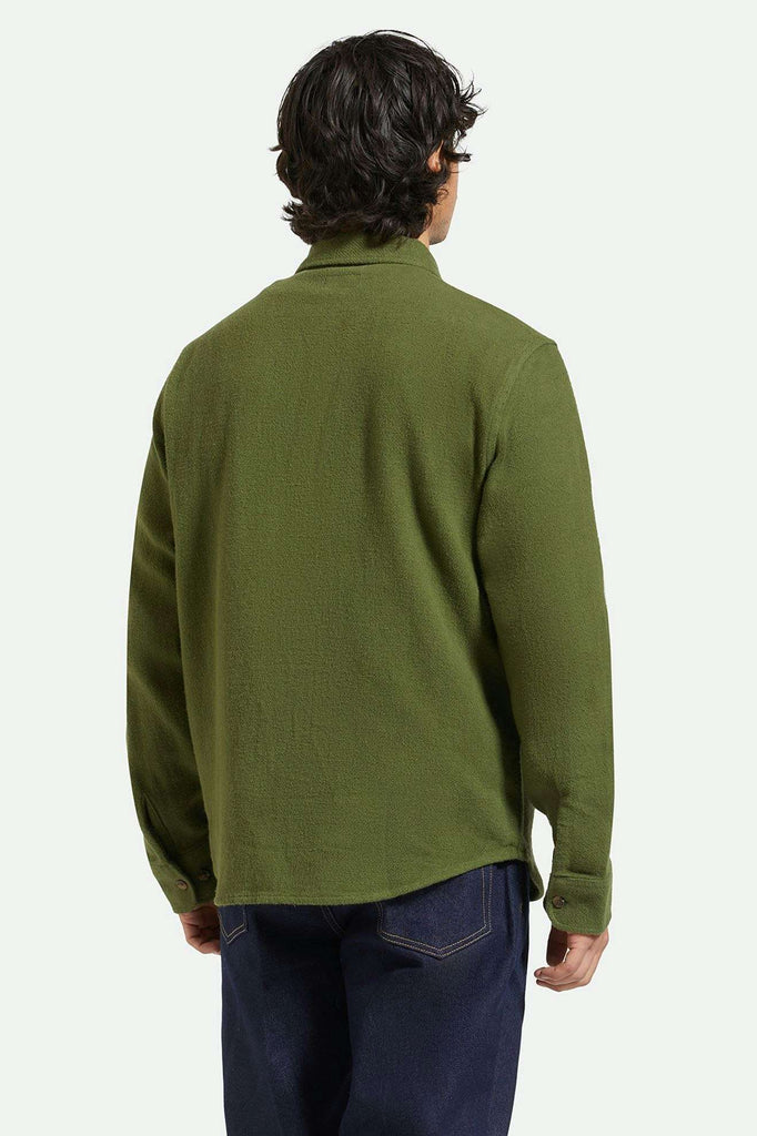 Back Fit Image | Bowery Textured Loop Twill L/S Overshirt - Cypress Green