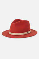 Unisex Messer Fedora in the color Red Earth/Wax Paper - Front Product Laydown Image