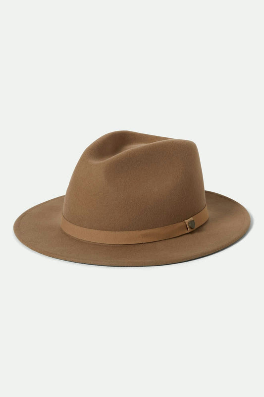 brixton messer tobacco Fedora Hat Made from Australian Wool Fur Felt so its breathable in summer and keeps you warm in winter with its breathability Brixton Messer Fedora - Tobacco