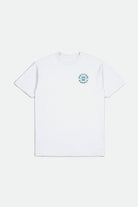 Brixton Men's Oath V S/S Standard Tee - White/Chinois Green/Blue Danube | Profile