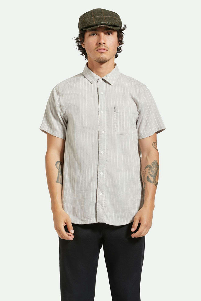 Men's Front Fit | Charter Stripe S/S Woven Shirt - Off White/Cinder Grey