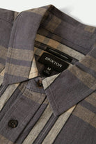 Men's Charter Linen Blend S/S Shirt in the color Charcoal/Beige Plaid - Additional Laydown image