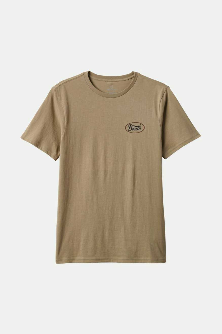 Brixton Men's Parsons S/S Tailored T-Shirt - Oatmeal/Washed Navy/Sepia | Profile