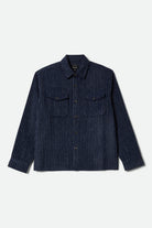 Men's Selden Soft Brushed Flannel in the color Mood Indigo Pinestripe - Front Product Laydown Image