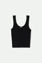 Women's Pointelle Slim Fit Tank in the color Black - Front Product View