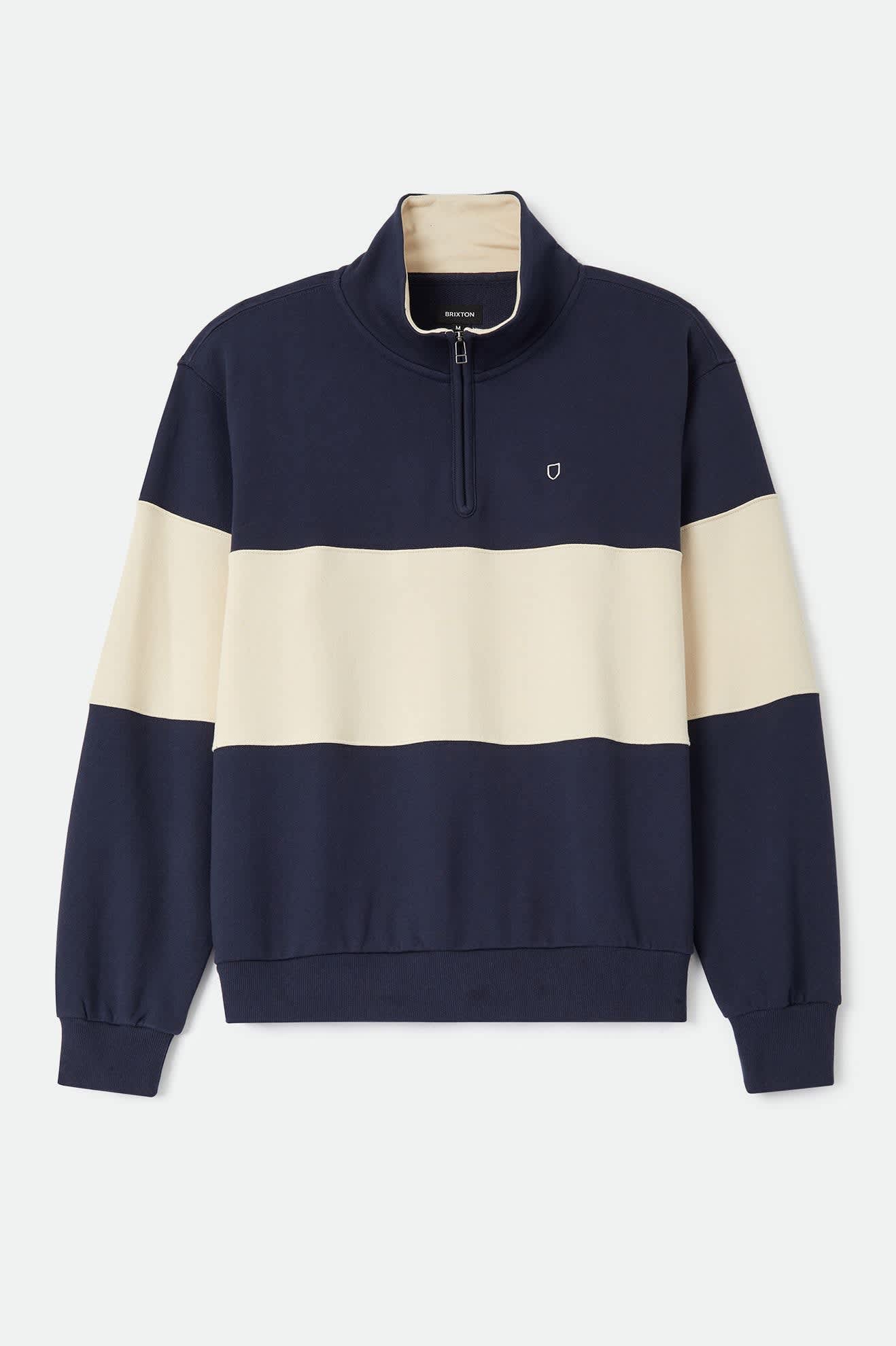 Men's Danville Quarter Zip Fleece in the color Navy/Whitecap - Front Product Laydown Image
