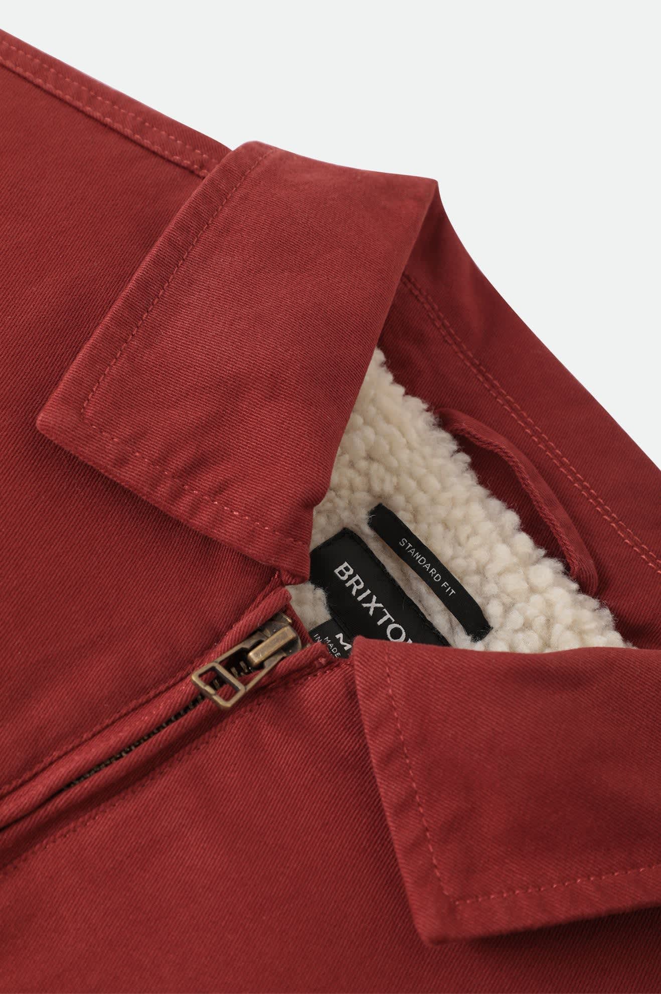 Men's Mechanic Garage Zip Lined Jacket in the color Dark Brick - Additional Laydown image