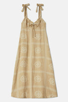Women's Wandering Tie Dress in the color Pale Khaki Bandana - Front Product View