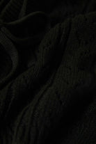 Women's Cropped Pointelle Tie Cardigan in the color Black - Additional Laydown image