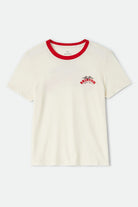 Women's Brixton Banner Slim Crew T-Shirt in the color Off White - Front Product Laydown Image
