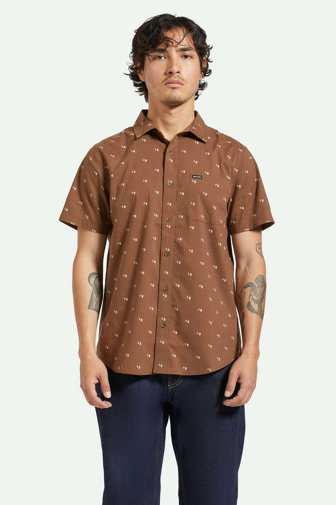 Men's Front Fit | Charter Print S/S Woven Shirt - Pinecone Brown/Tipping Square