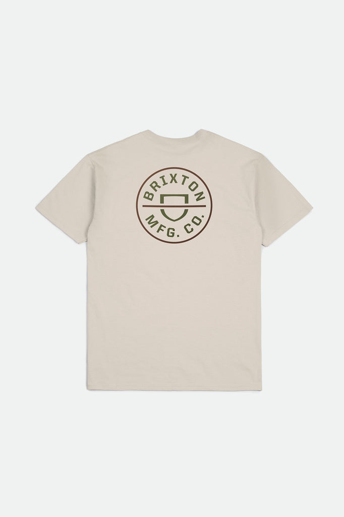 Brixton Men's Crest II S/S Standard Tee - Cream/Sea Kelp/Sepia | Back