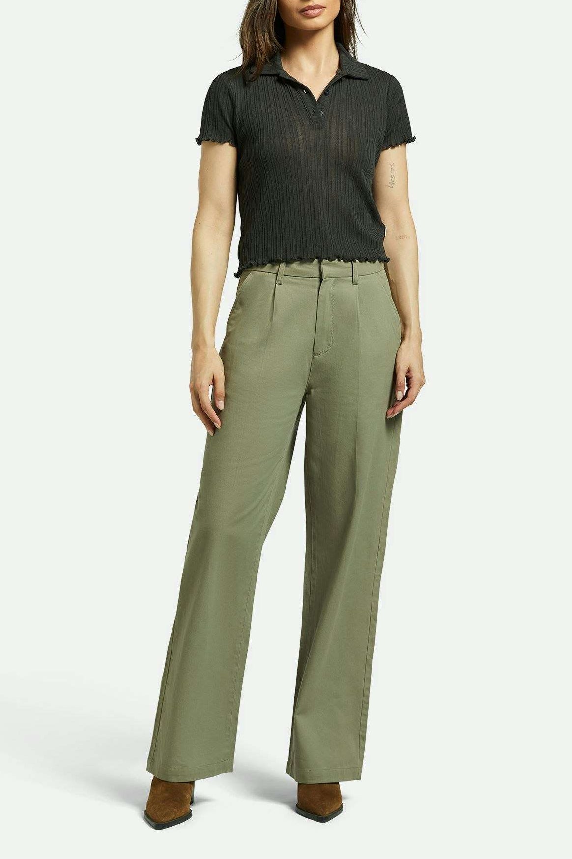 Brixton Women's Ludlow Trouser Pant - Olive Surplus | Front fit