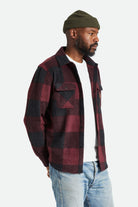 Men's Fit, Side View | Bowery Arctic Stretch L/S Fleece - Dark Burgundy/Black