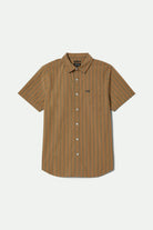 Men's Charter Stripe S/S Shirt in the color Rustic Caramel/Night Sage - Front Product View