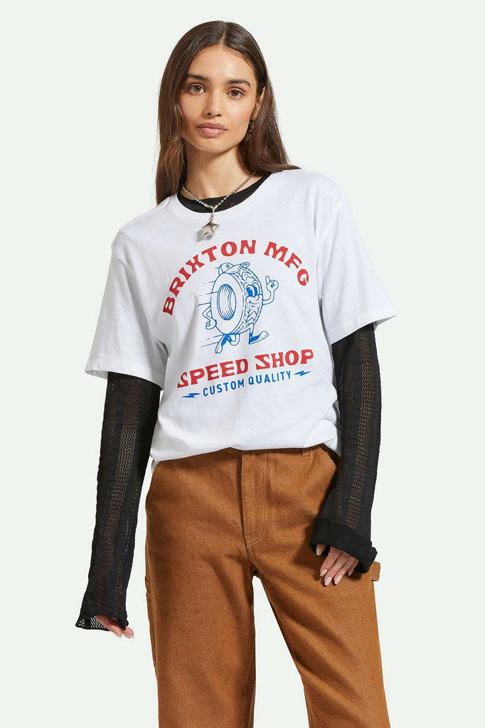 Women's Front Fit | Speed Shop Vintage Crew T-Shirt - White