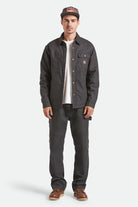 Men's Builders Stretch Flannel Lined Jacket in the color Washed Black/Red - Additional Fit image