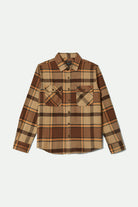 Men's Bowery L/S Flannel in the color Sand/Pinecone/Solar Orange - Front Product View