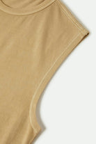 Women's Carefree Organic Garment Dyed Muscle Tank in the color Pale Khaki - Additional Laydown image