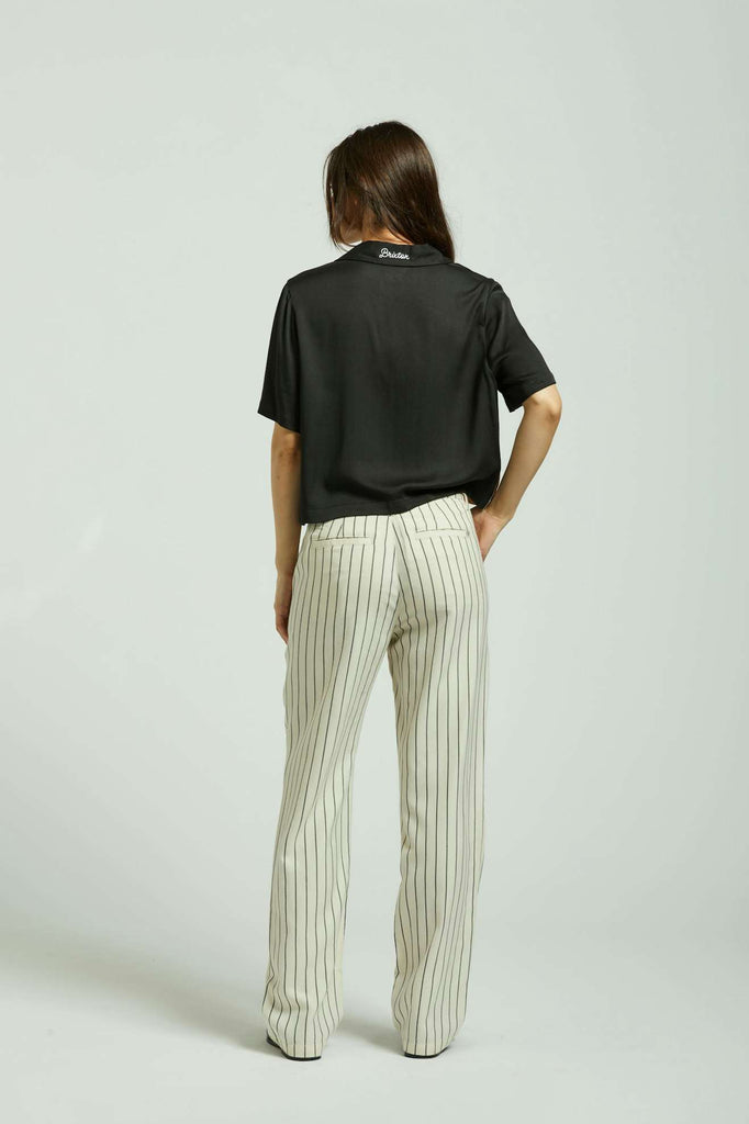 Women's Back Fit Image | Bedford Pant - Whitecap/Washed Black Pinstripe