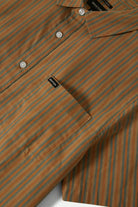 Men's Charter Stripe S/S Shirt in the color Rustic Caramel/Night Sage - Additional Laydown image