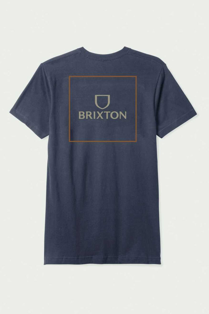 Brixton Men's Alpha Square S/S Standard T-Shirt - Washed Navy/Burnt Orange/Sand | Back