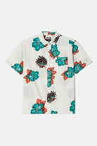 Men's CRU Print Relaxed S/S Shirt in the color Off White/Aquatic Green Floral - Front Product View