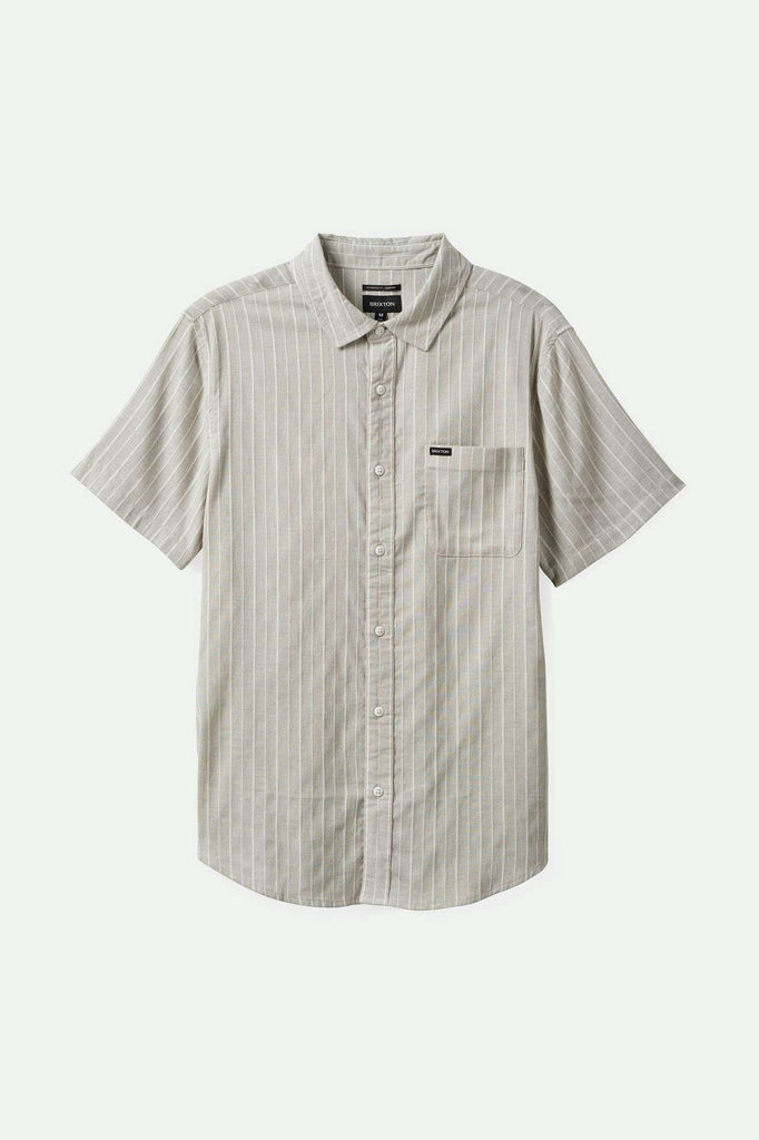 Brixton Men's Charter Stripe S/S Woven Shirt - Off White/Cinder Grey | Main