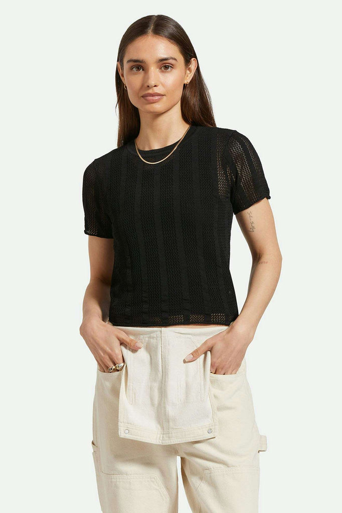 Women's Front Fit | Sheer S/S Knit Top - Black