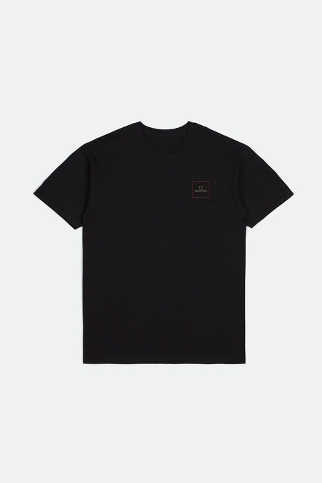 Brixton Men's Alpha Square S/S Standard Tee - Black/Casa Red/Sand | Profile