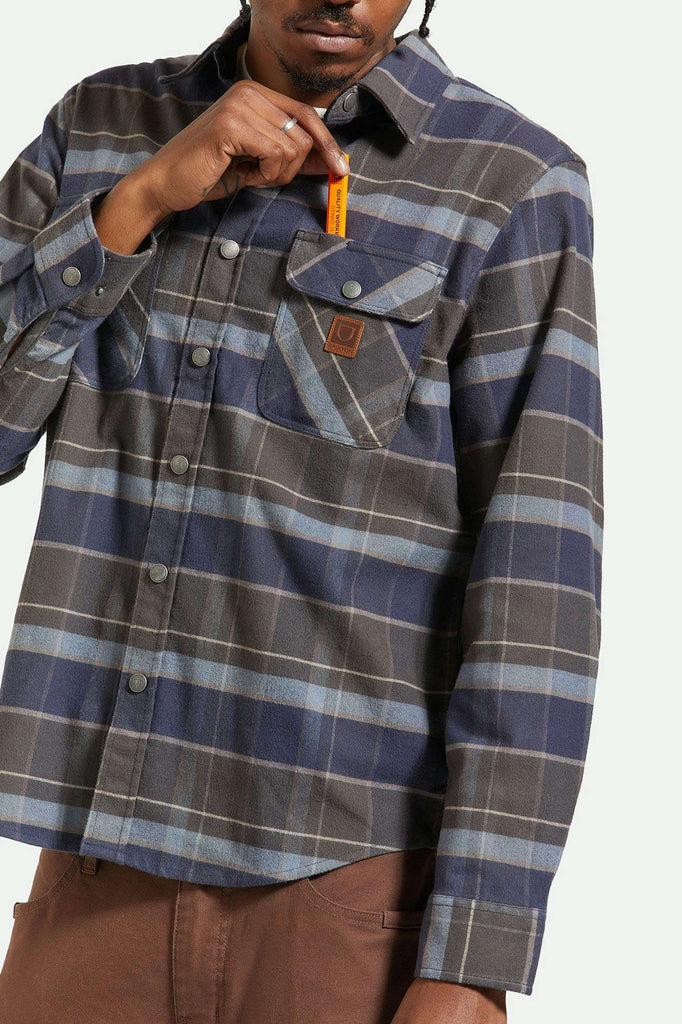 Men's Lifestyle 1 | Builders Bowery Stretch Water Resistant L/S Flannel - Washed Navy/Black/Coronet Blue