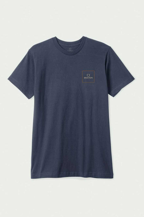 Brixton Men's Alpha Square S/S Standard T-Shirt - Washed Navy/Burnt Orange/Sand | Profile