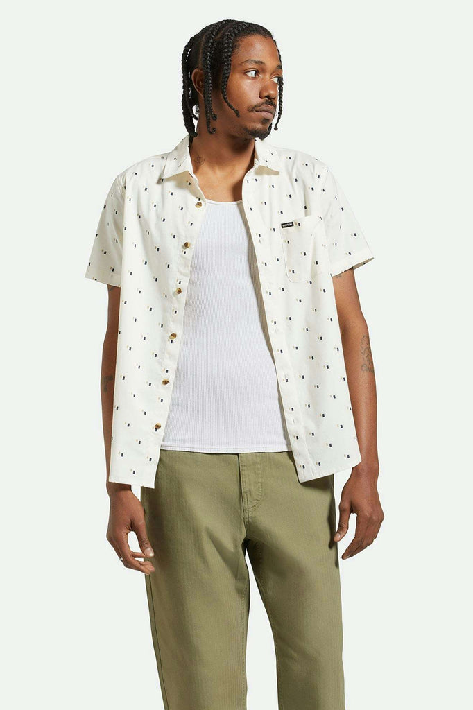 Men's Front Fit | Charter Print S/S Woven Shirt - Off White/Tipping Square