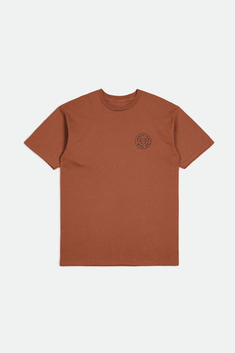 Brixton Men's Crest II S/S Standard Tee - Terracotta/Washed Black | Profile