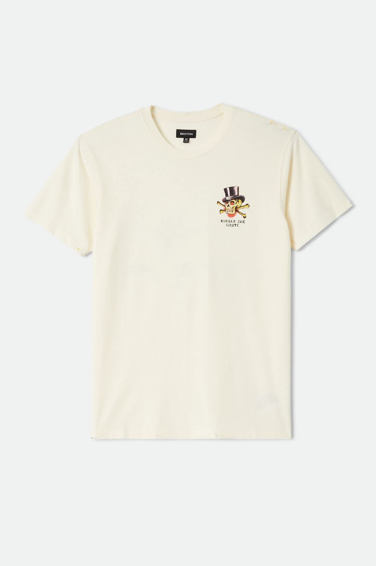 Men's Burger She Wrote Standard T-Shirt in the color Natural - Front Product Laydown Image