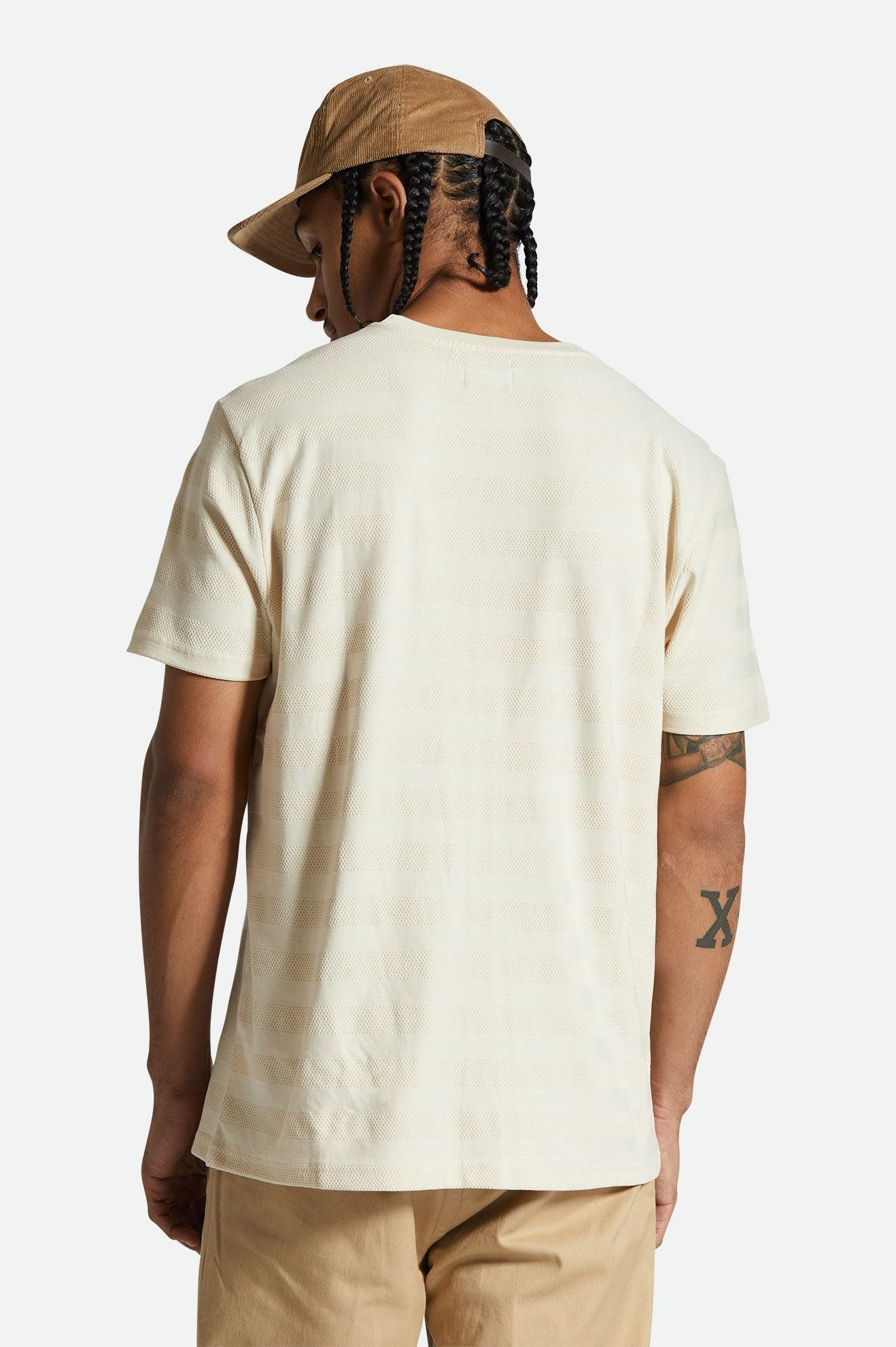 Men's Fit, Back View | The City Jacquard Stripe S/S Tee - Whitecap