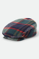 Unisex Hooligan Flat Cap in the color Navy/Green/Red/Cream - Front Product Laydown Image