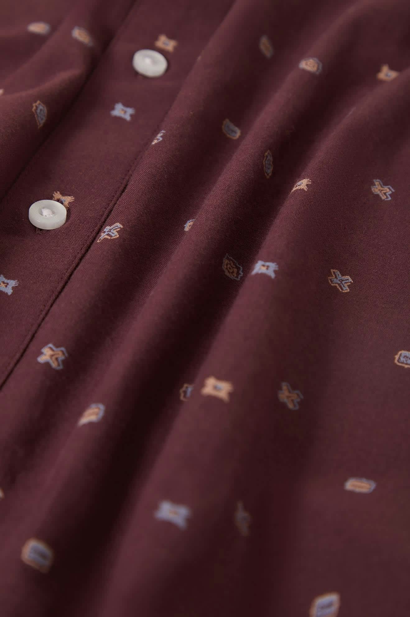 Men's Charter Print S/S Shirt in the color Port/Micro Geo - Additional Laydown image