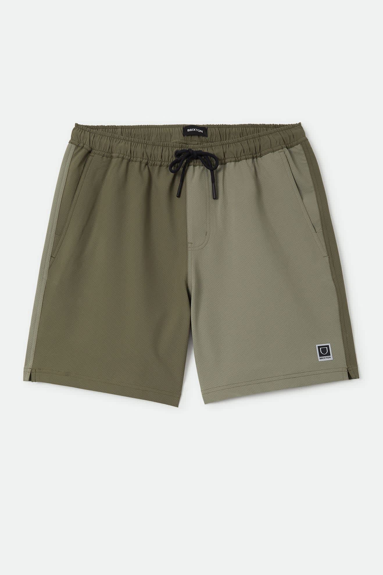 Men's Journey Active Short in the color Dark Olive/Olive Surplus - Front Product Laydown Image