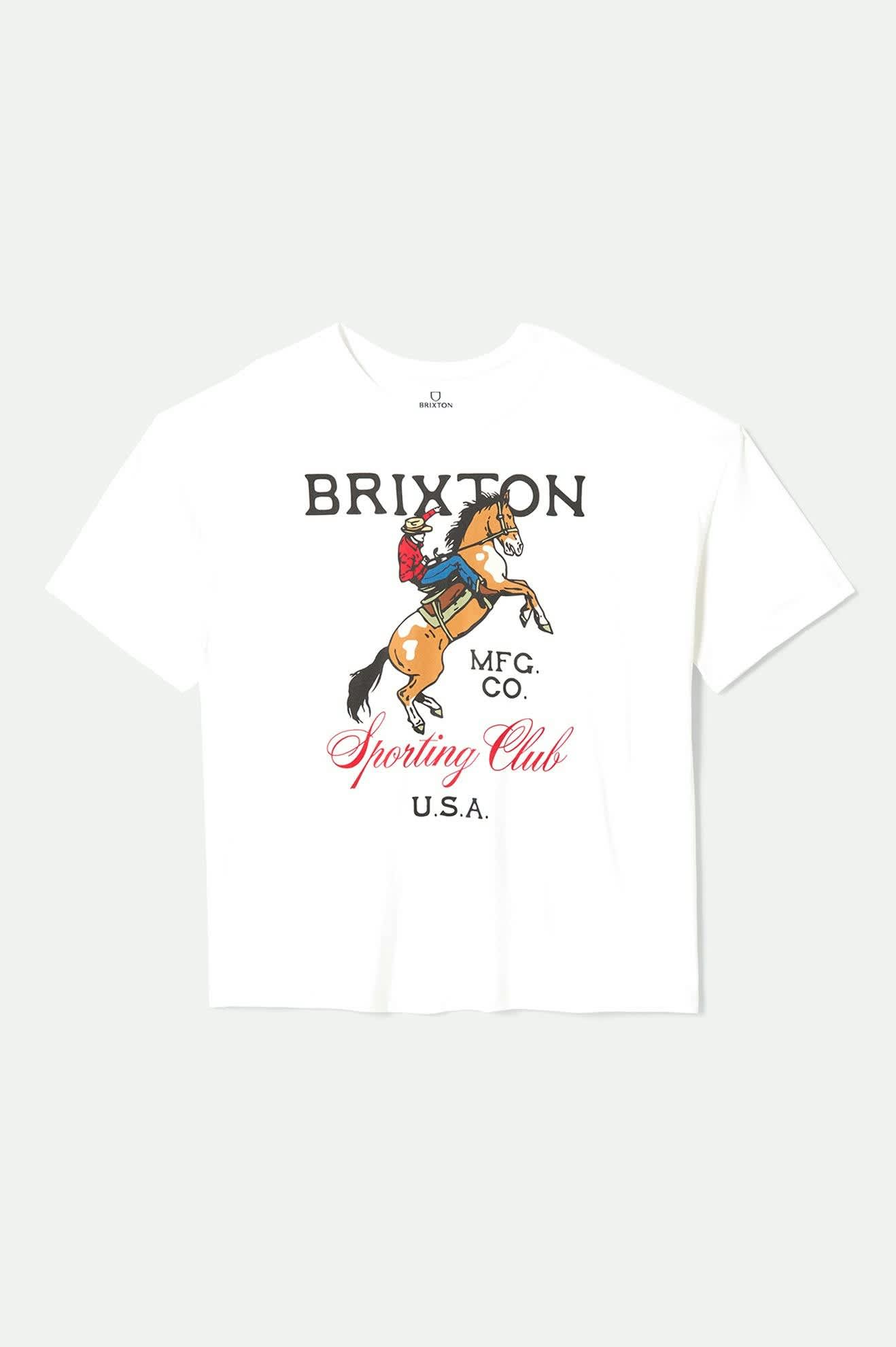 Women's Sporting Club Oversized Boyfriend T-Shirt in the color White - Front Product View