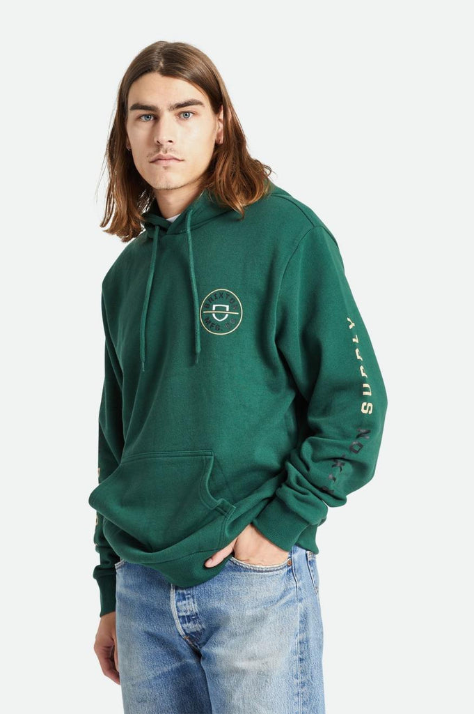 Brixton Crest Fleece Hood - Pine Needle/Sand/Black