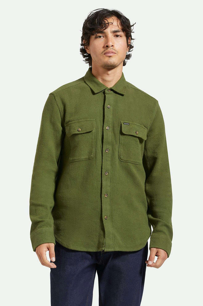 Men's Front Fit | Bowery Textured Loop Twill L/S Overshirt - Cypress Green