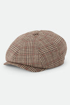 Unisex Brood Newsboy Cap in the color Brown/Tan/Red Plaid - Front Product Laydown Image
